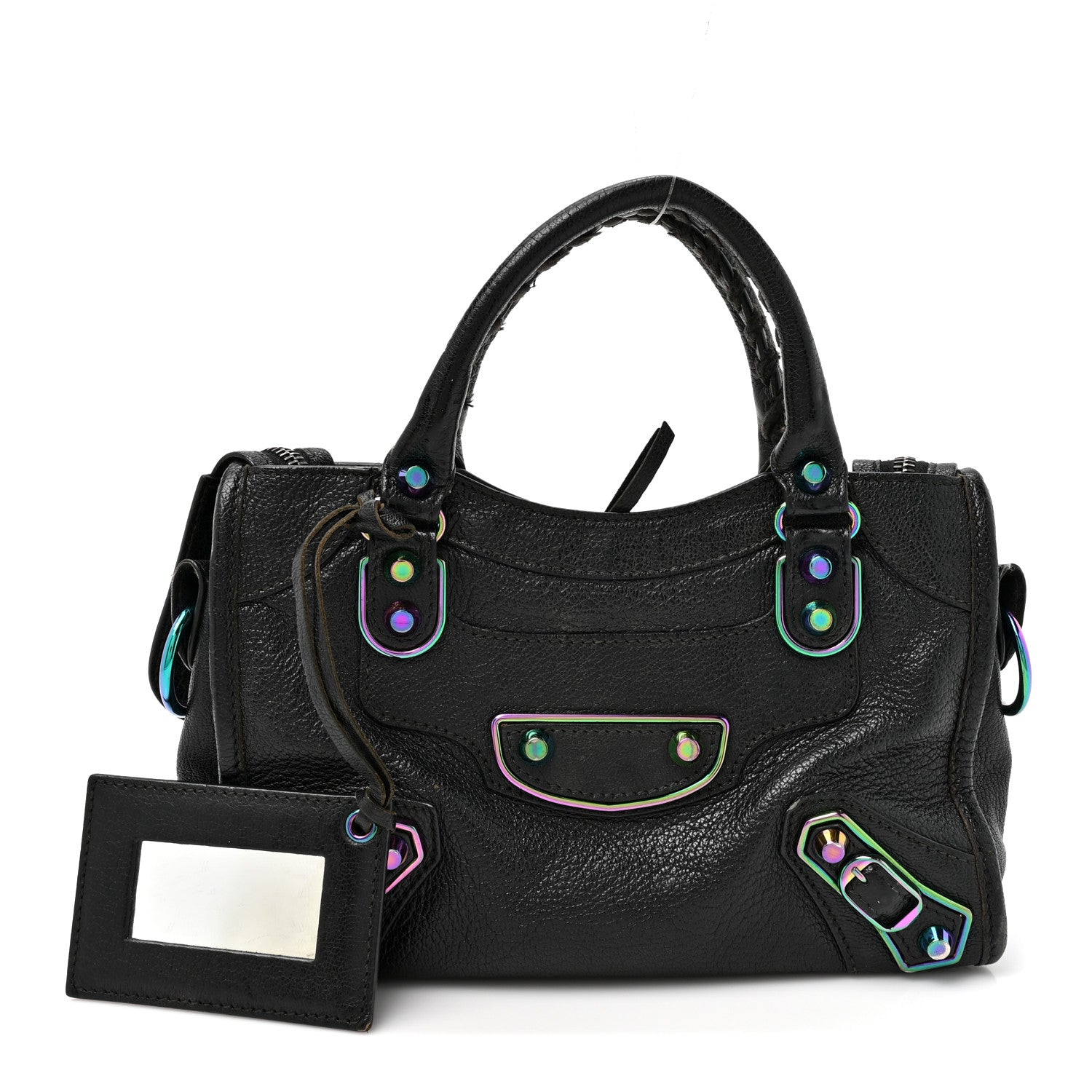 Chevre Gold Metallic Edge Hardware Mini City Black