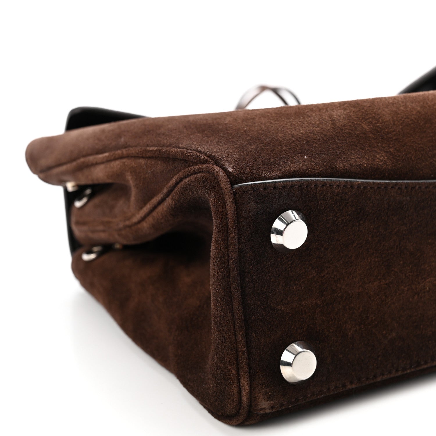 Waxed Suede Small Rodeo Top Handle Handbag Light Espresso