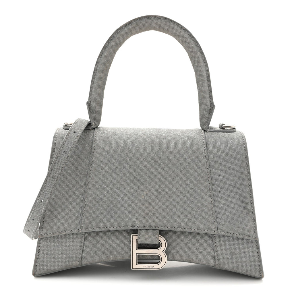Glitter Fabric Small Hourglass Top Handle Bag Grey