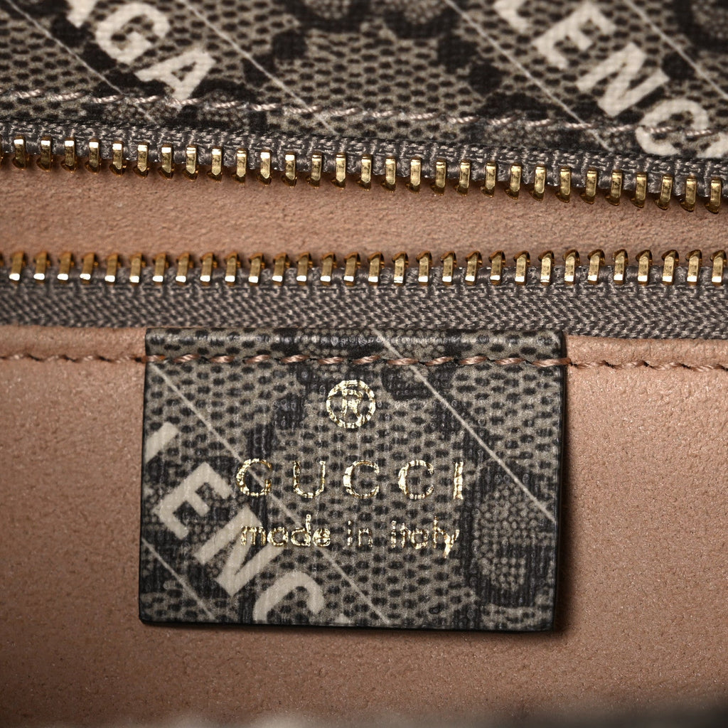 X BALENCIAGA GG Supreme Monogram Logo Print Horsebit 1955 Shoulder Bag Beige Ebony