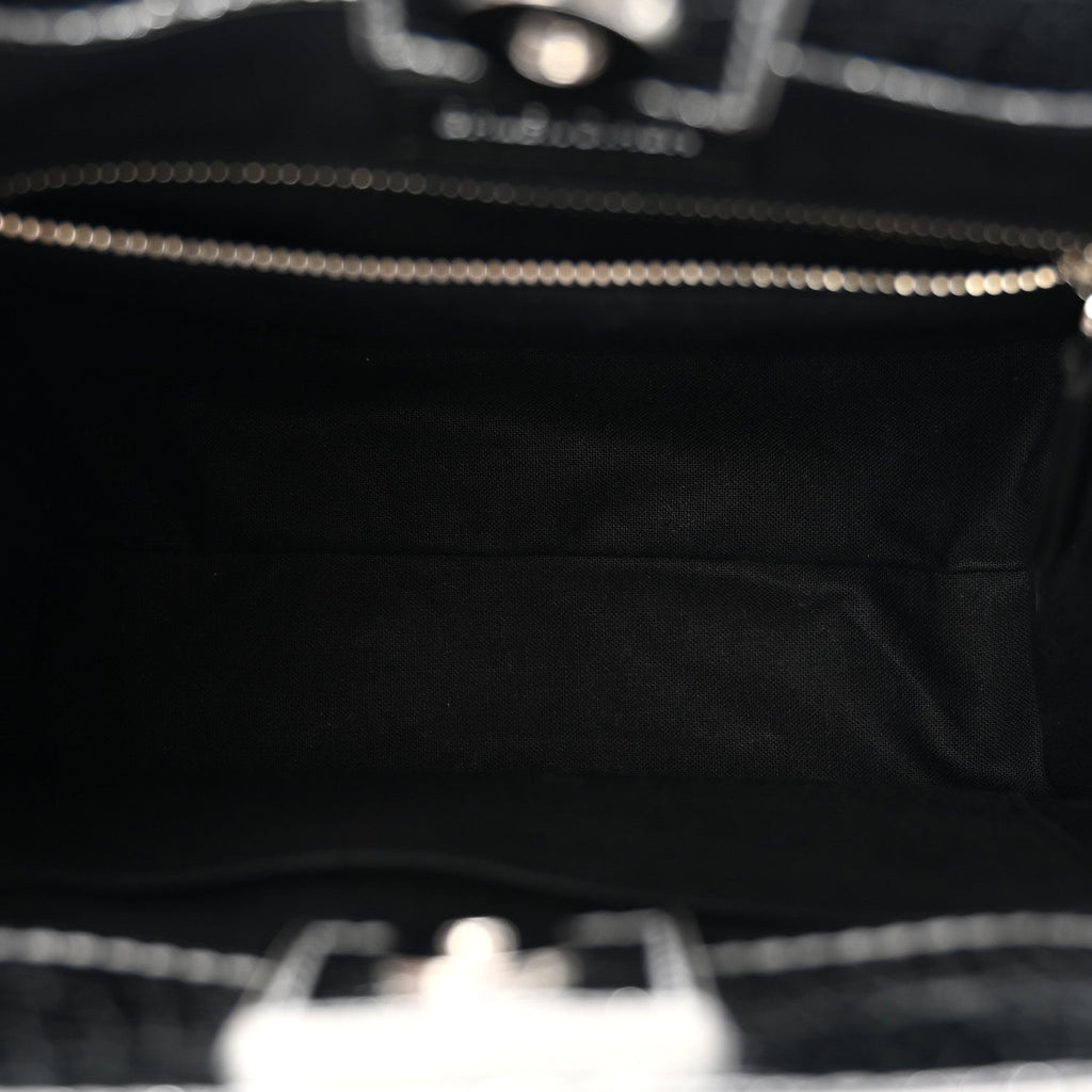 Crackled Mirror Calfskin Logo North South Shopper Tote XXS Silver