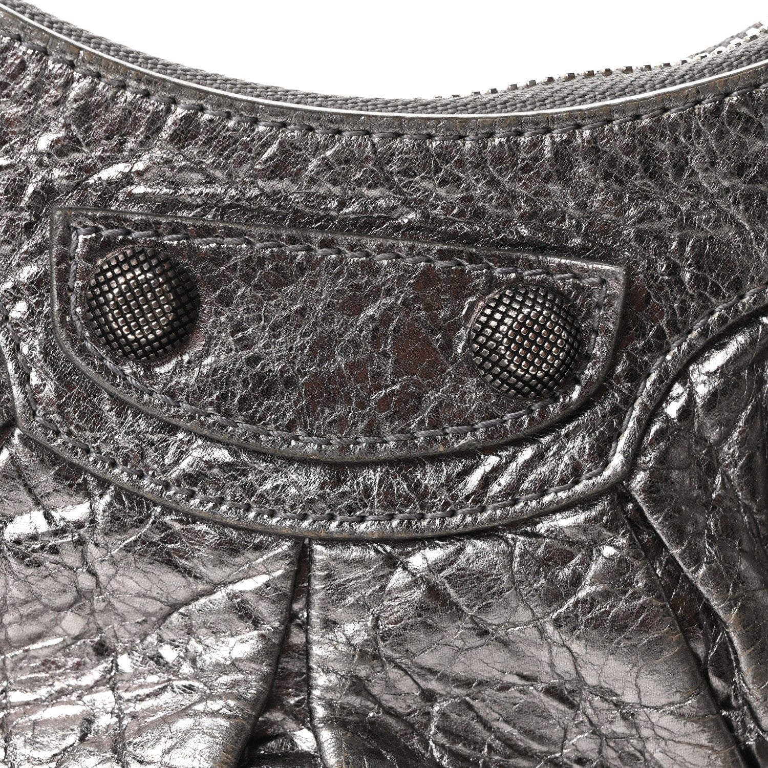 Metallic Agneau Arena Le Cagole Shoulder Bag XS Silver