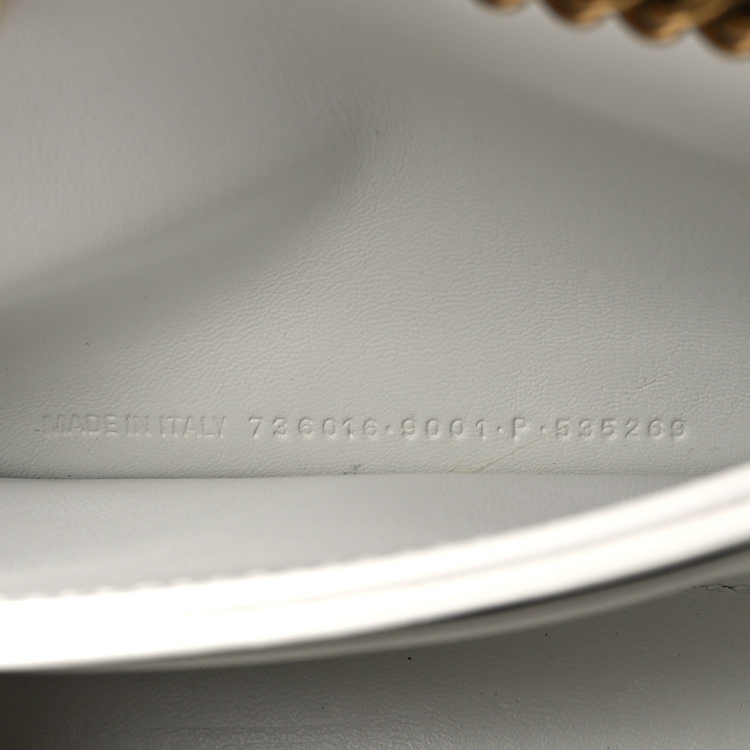 Calfskin Crocodile Embossed Small Crush Chain Bag White