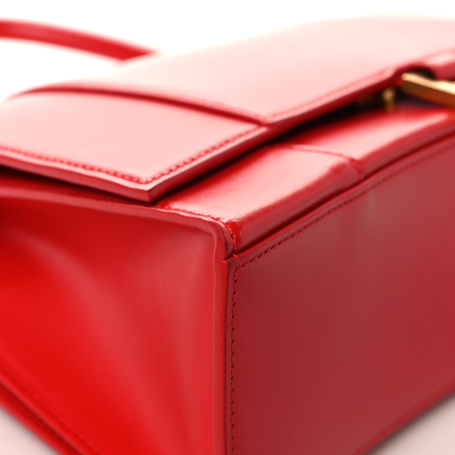 Shiny Box Calfskin Medium Hourglass Top Handle Bag Bright Red