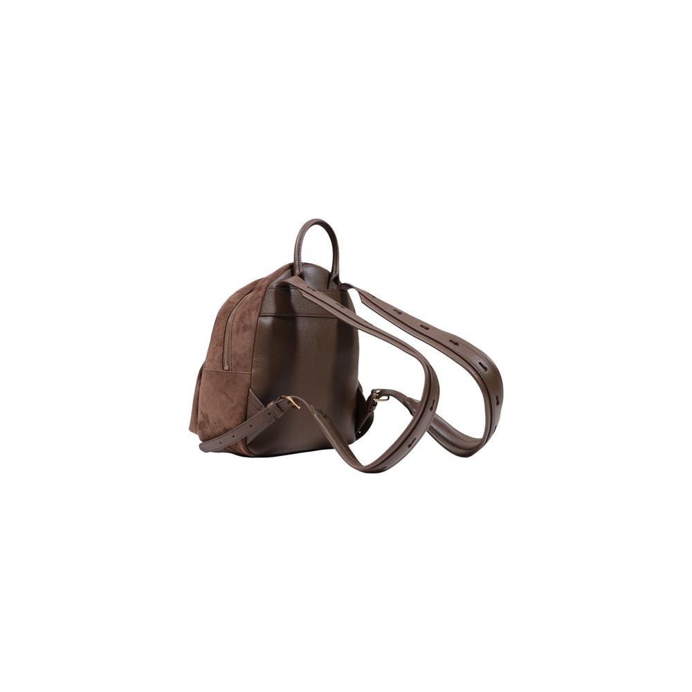 Brown Suede-Effect Polyester Backpack