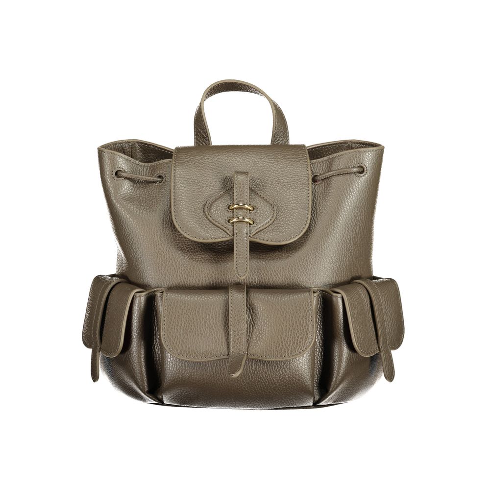 Brown Leather Mavery Poket Backpack