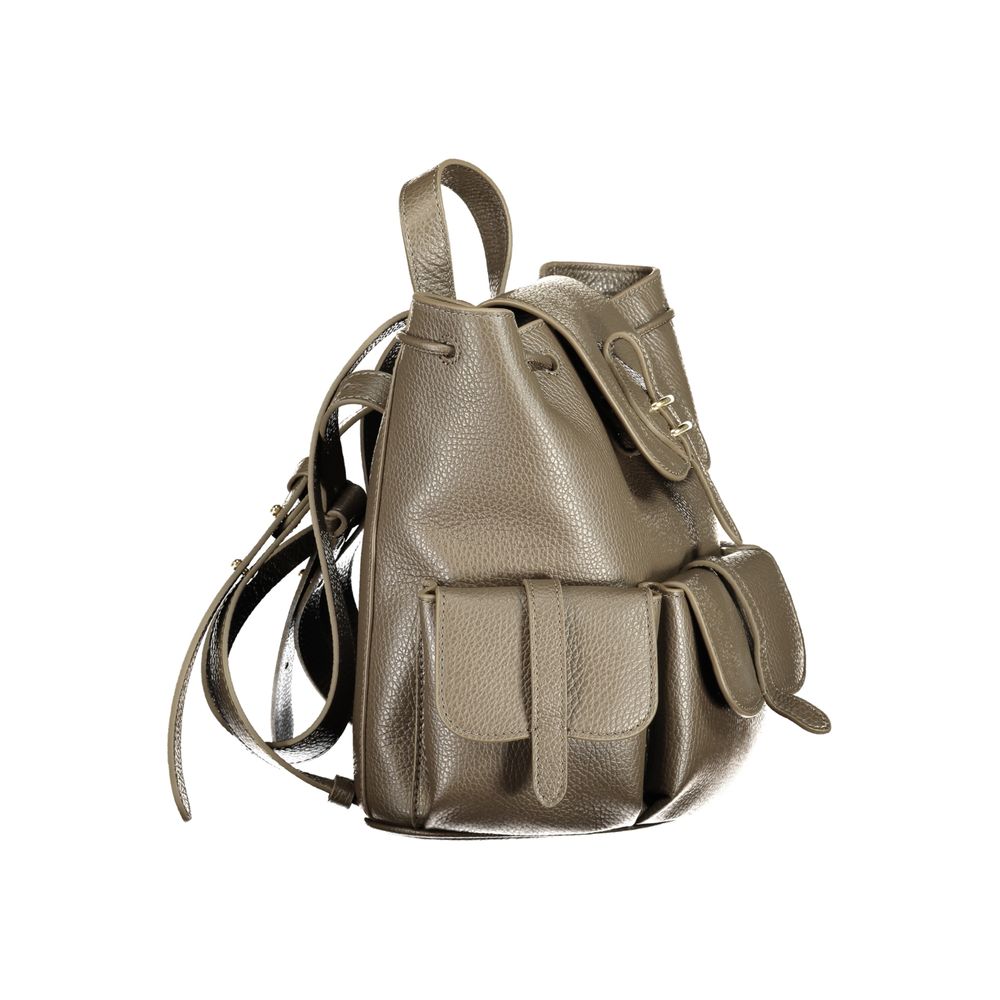 Brown Leather Mavery Poket Backpack