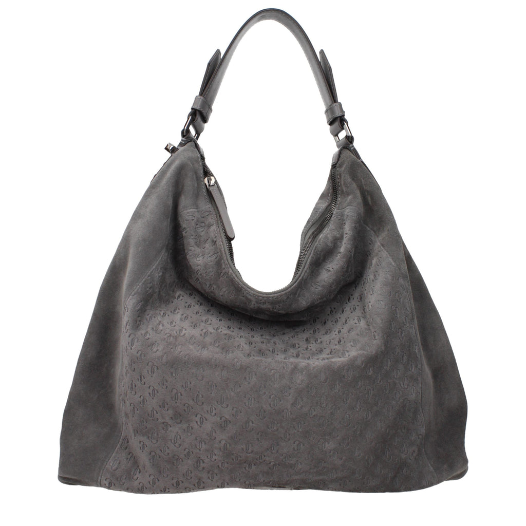Gray Suede Shoulder Bag