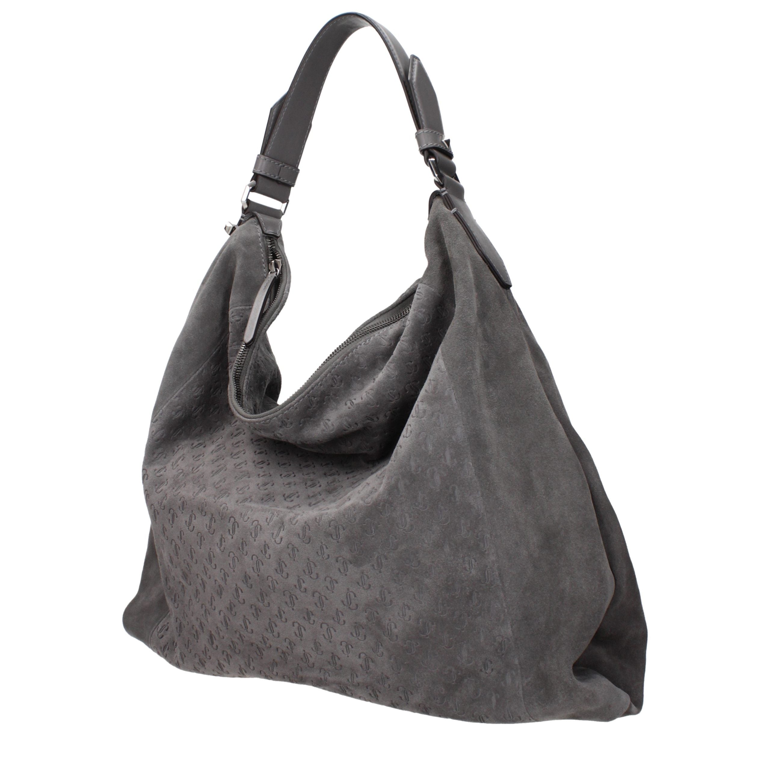 Gray Suede Shoulder Bag