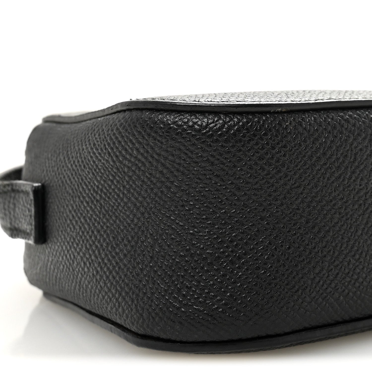 Signature Grained Calfskin Logo XS Ville Camera Bag Black White