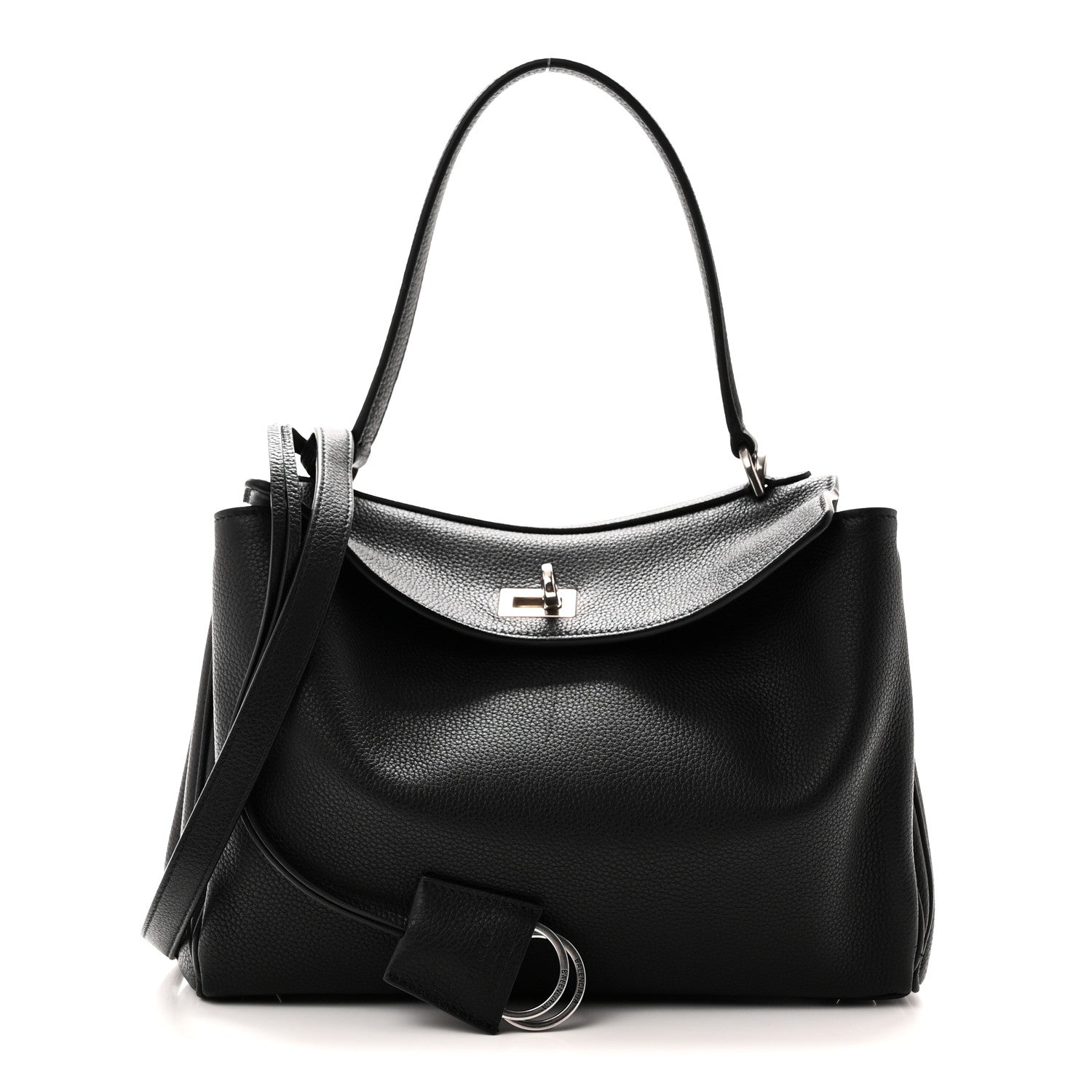 Grained Calfskin Small Rodeo Top Handle Handbag Black