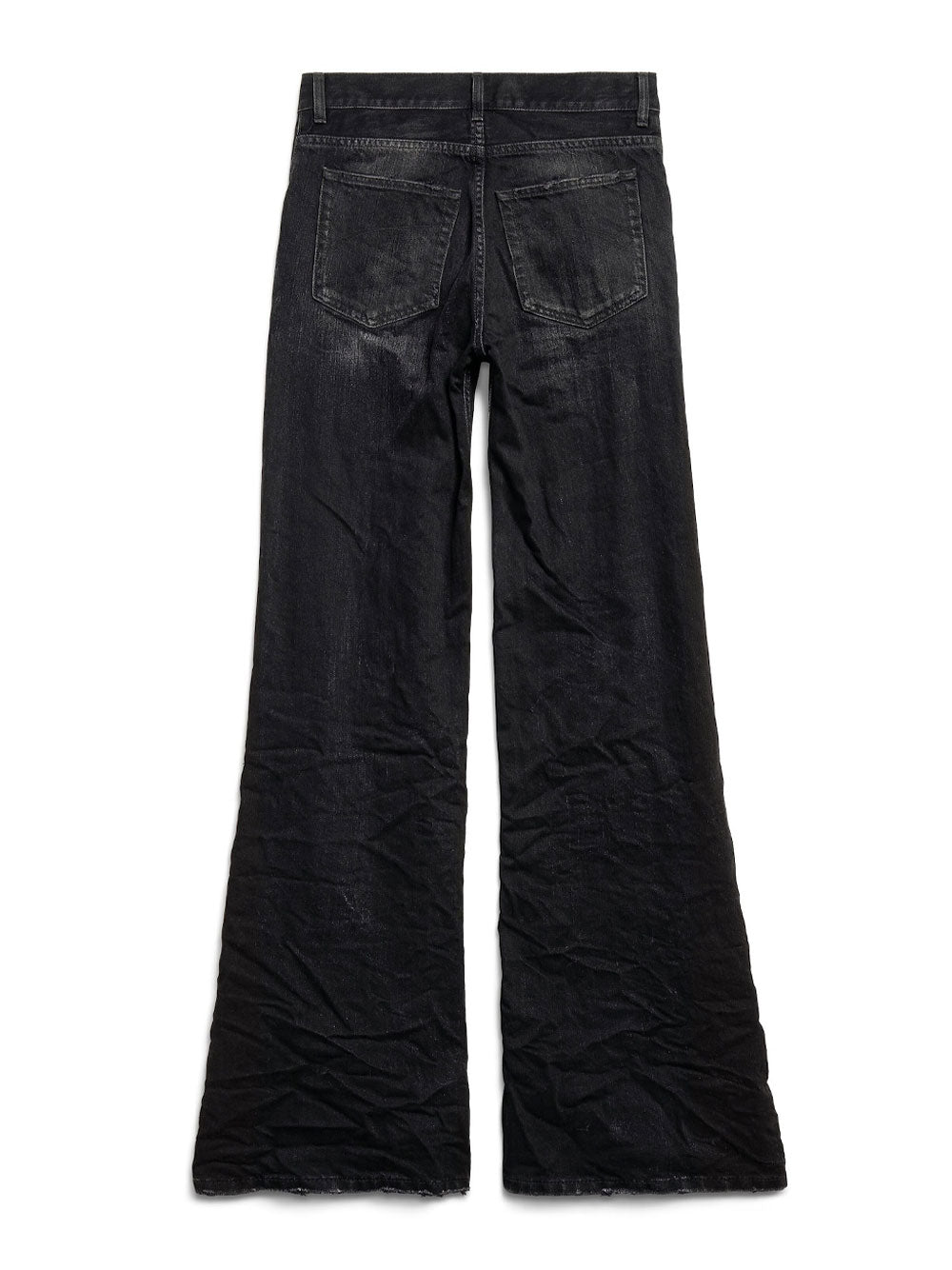 Balenciaga Women Crinkled Effect Wide Leg Jeans With Washed And Worn-Out Details