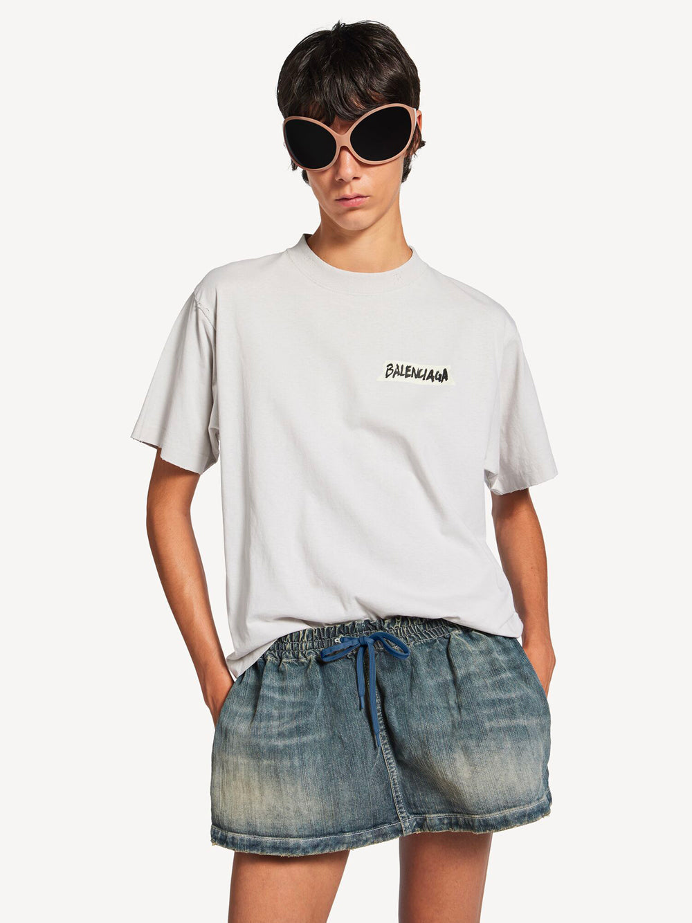 Balenciaga Women Masking Tape Medium Fit Jersey T-Shirt