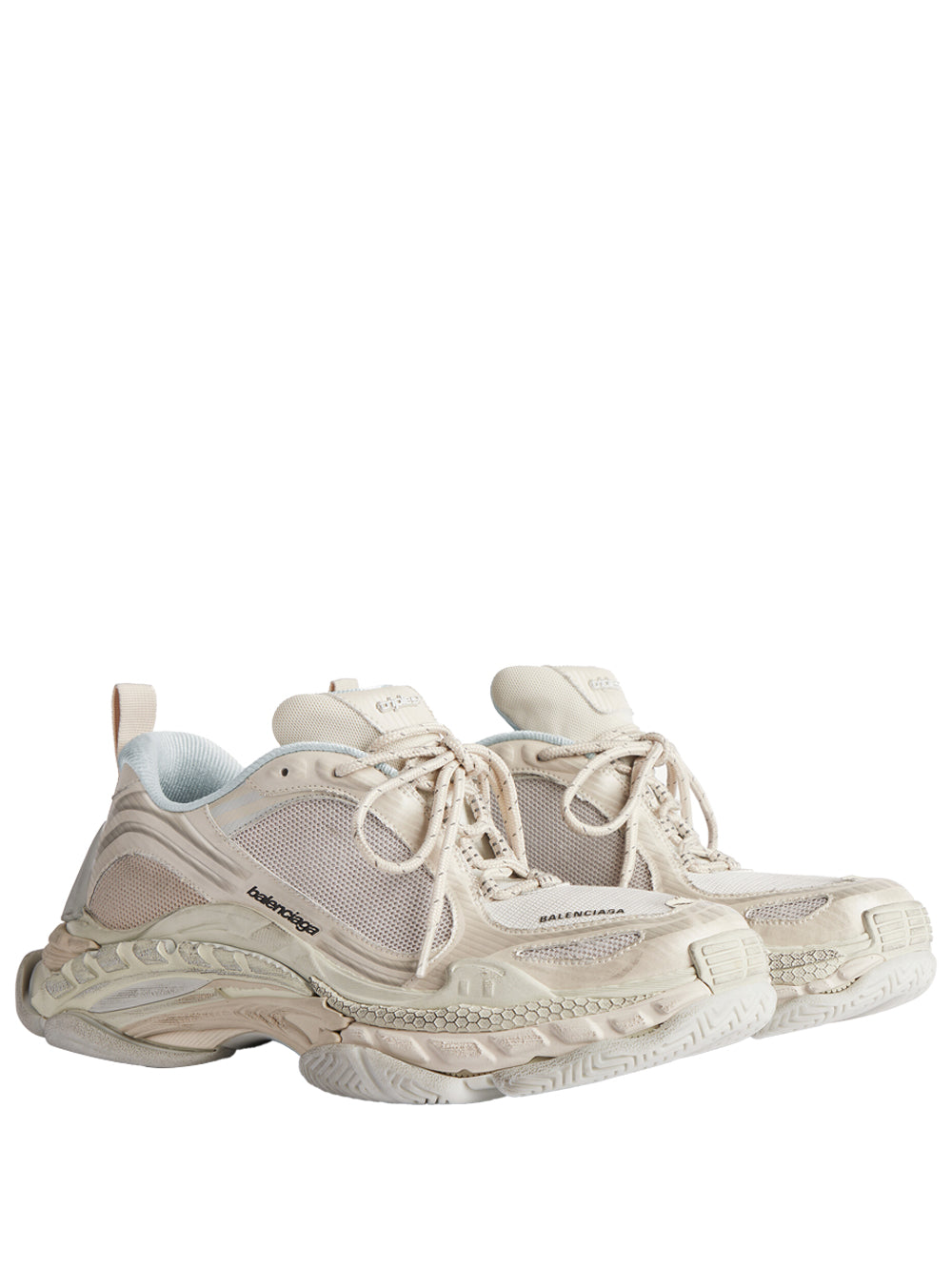 Balenciaga Women Triple S.2 Worn-Out Effect Mesh Sneakers