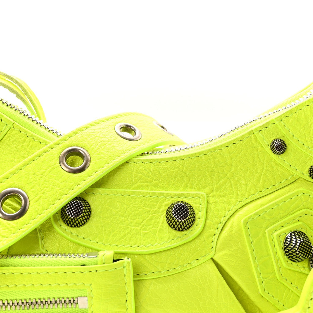 Agneau Arena Le Cagole Shoulder Bag XS Fluo Yellow