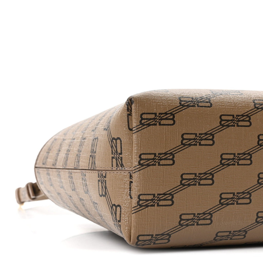 Coated Canvas BB Monogram Small Signature East West Shopper Bag Beige Brown