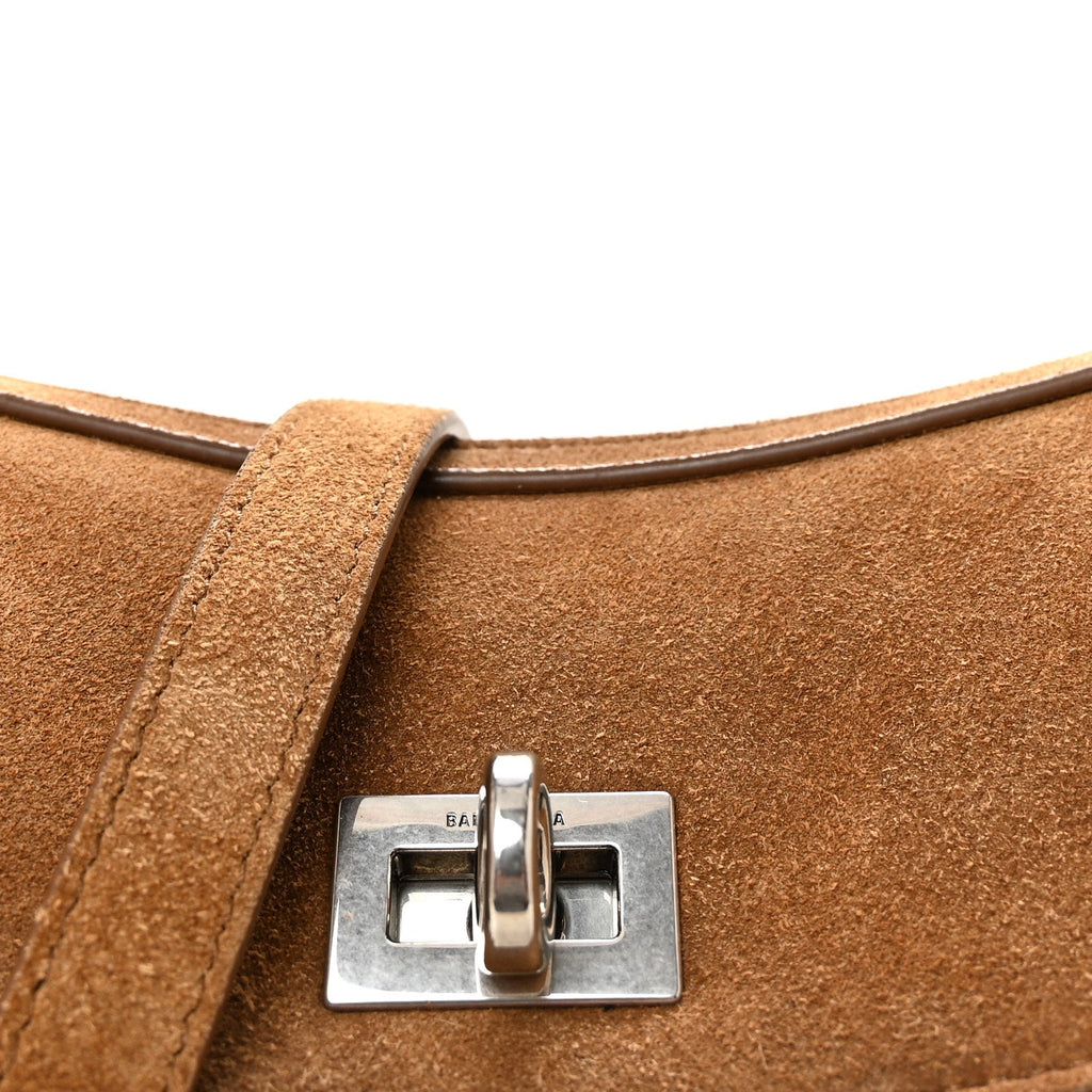 Waxed Suede Small Rodeo Top Handle Handbag Camel