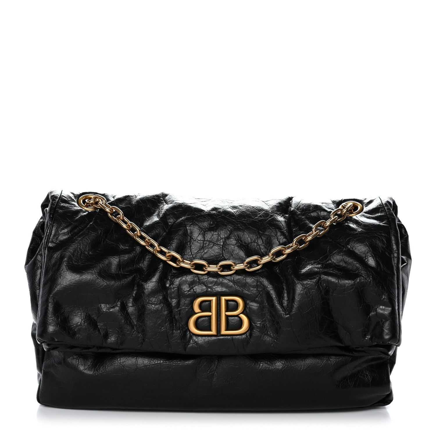 Arena Calfskin Medium Monaco Chain Shoulder Bag Black
