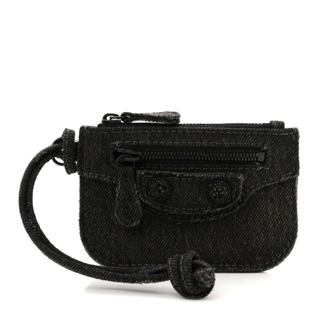 Denim Crystal Coin Purse Black