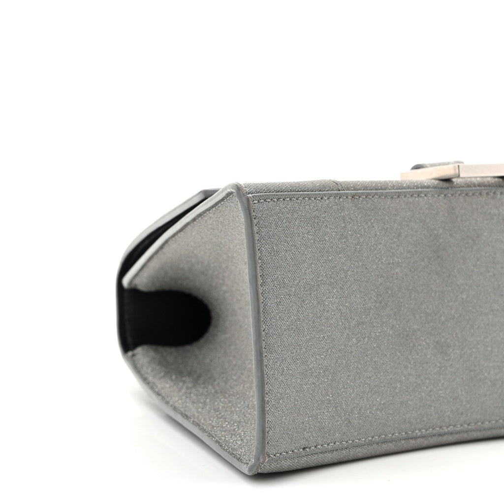 Glitter Fabric Small Hourglass Top Handle Bag Grey