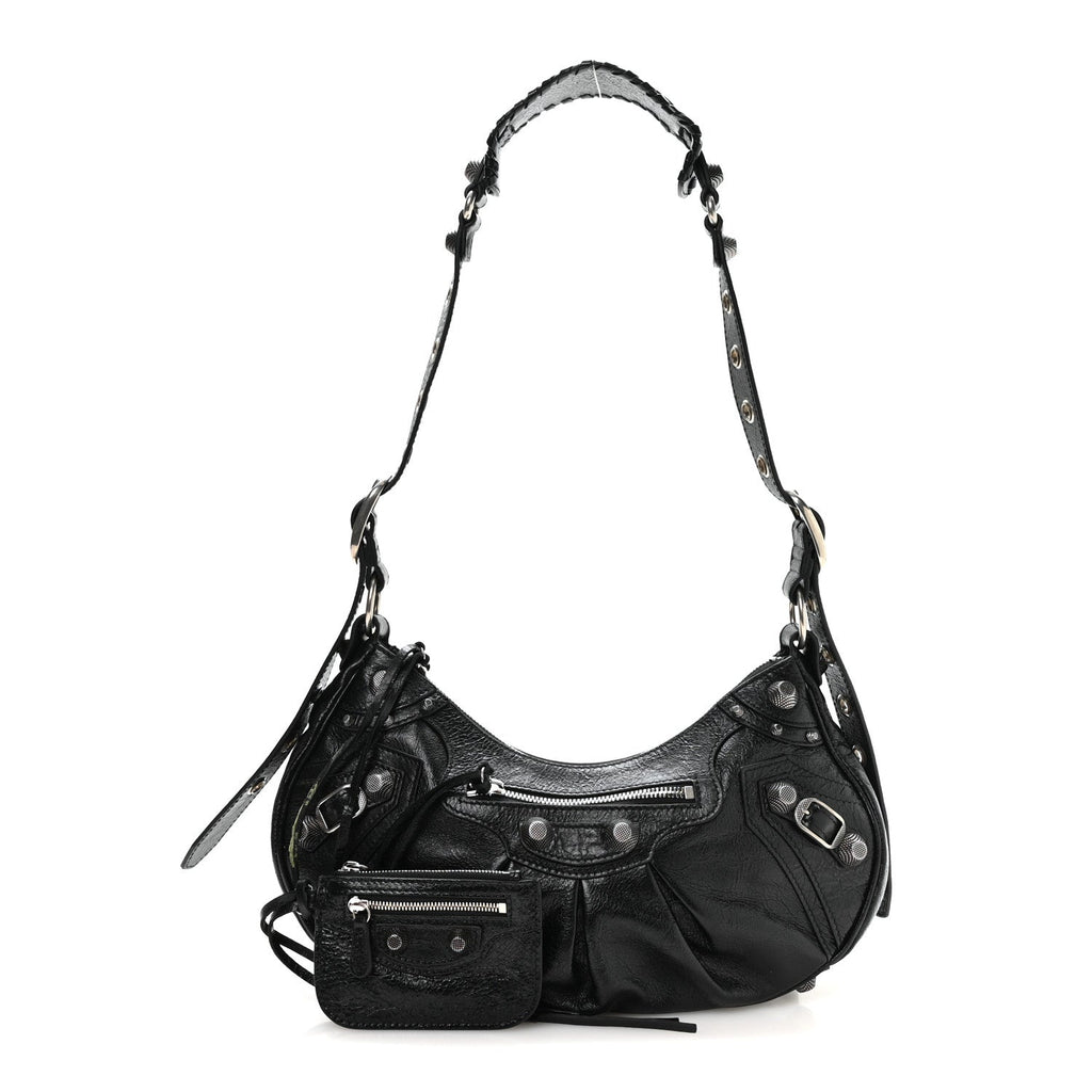 Agneau Arena Small Le Cagole Shoulder Bag Black