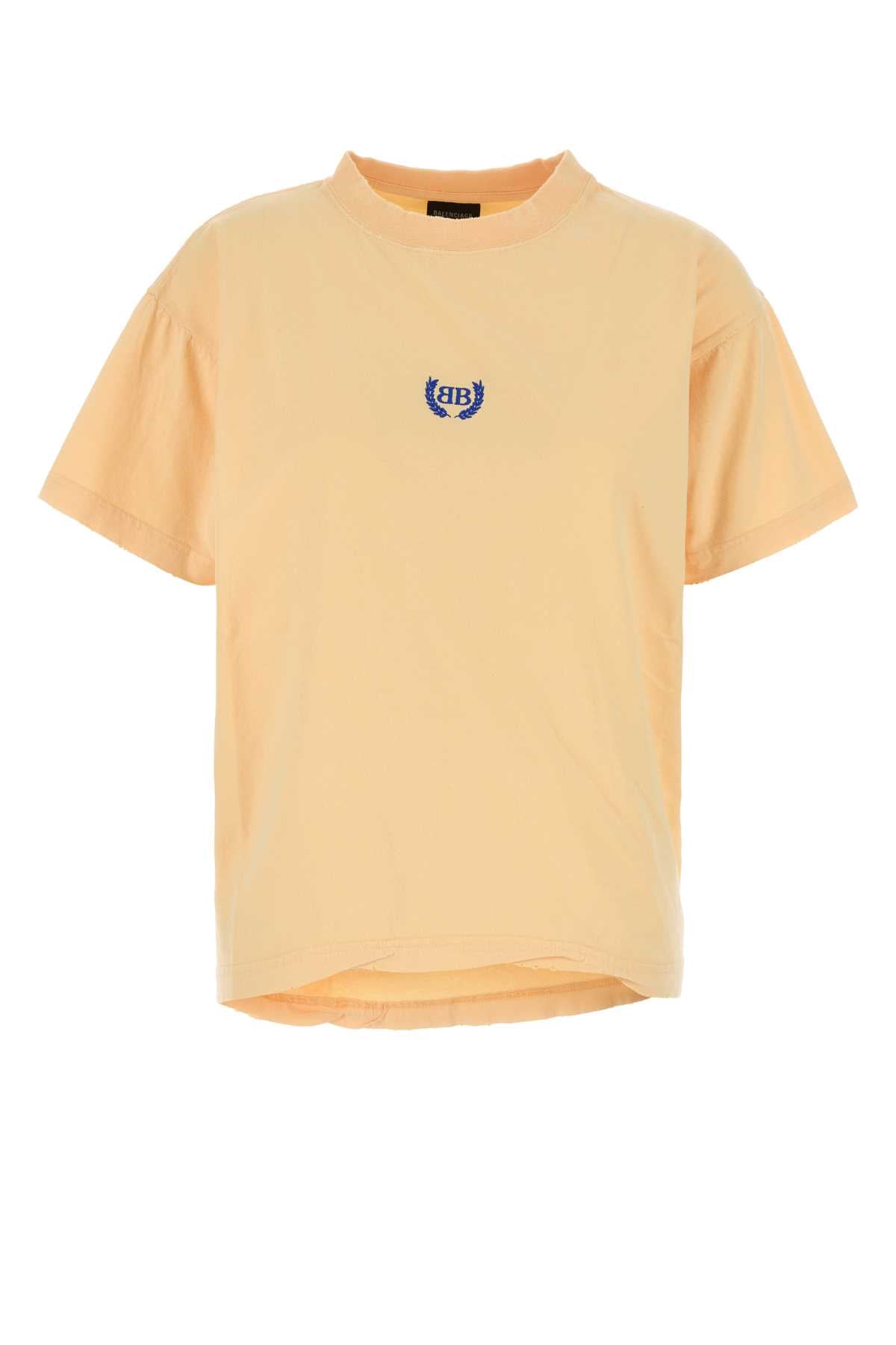 Balenciaga Women Pastel Orange Cotton Oversize T-Shirt