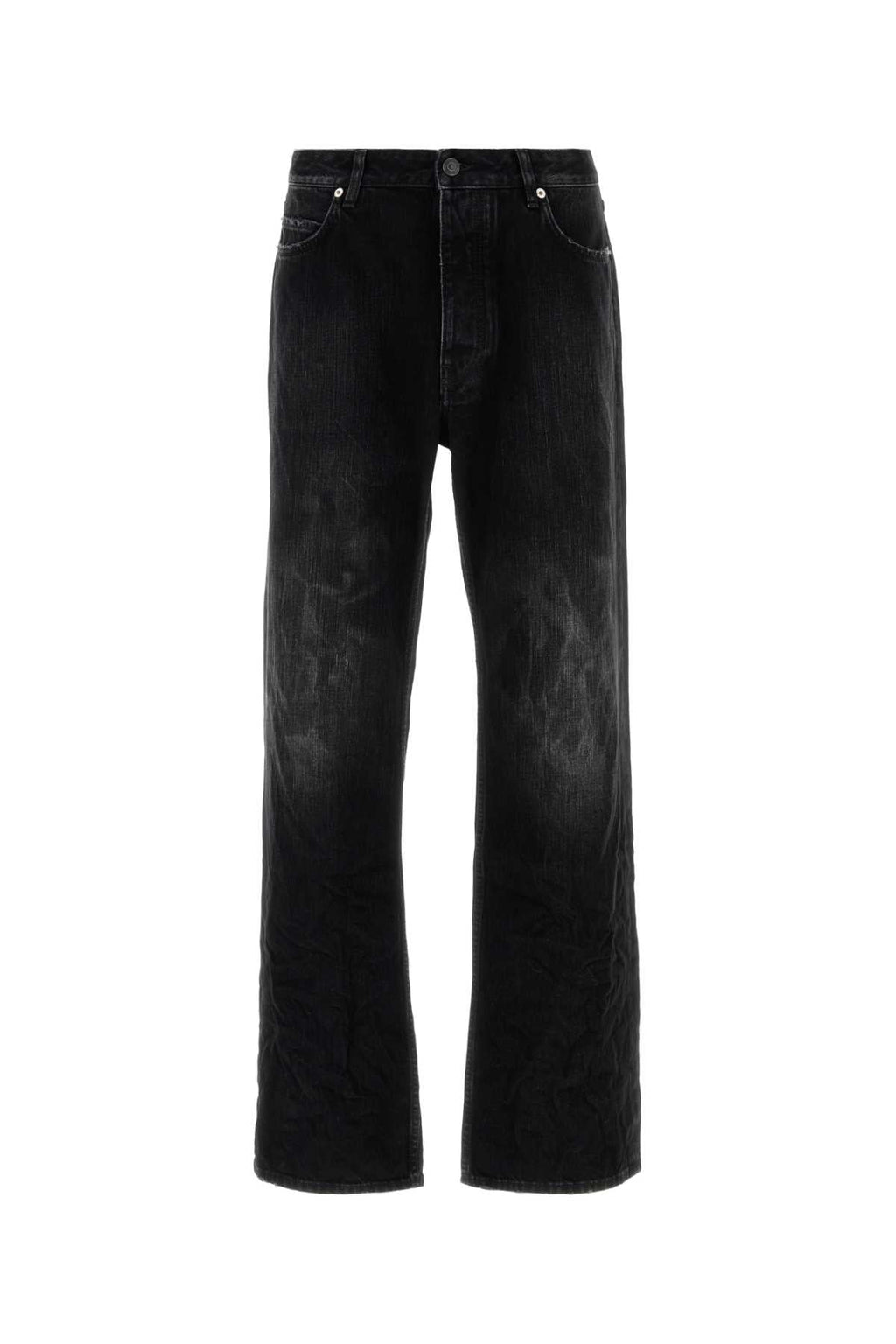Balenciaga Men Black Denim Wide-Leg Jeans