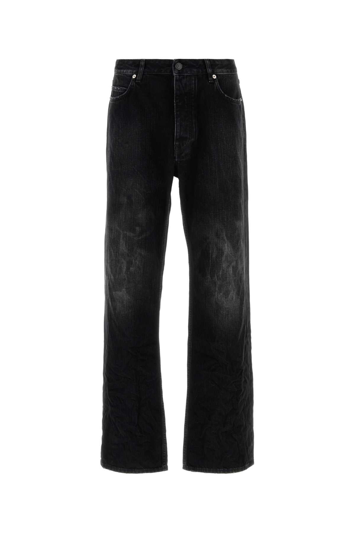 Balenciaga Men Black Denim Wide-Leg Jeans