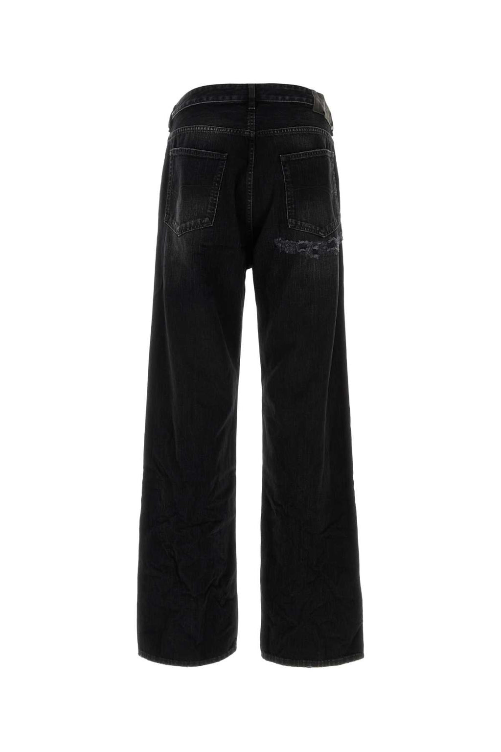 Balenciaga Men Black Denim Wide-Leg Jeans