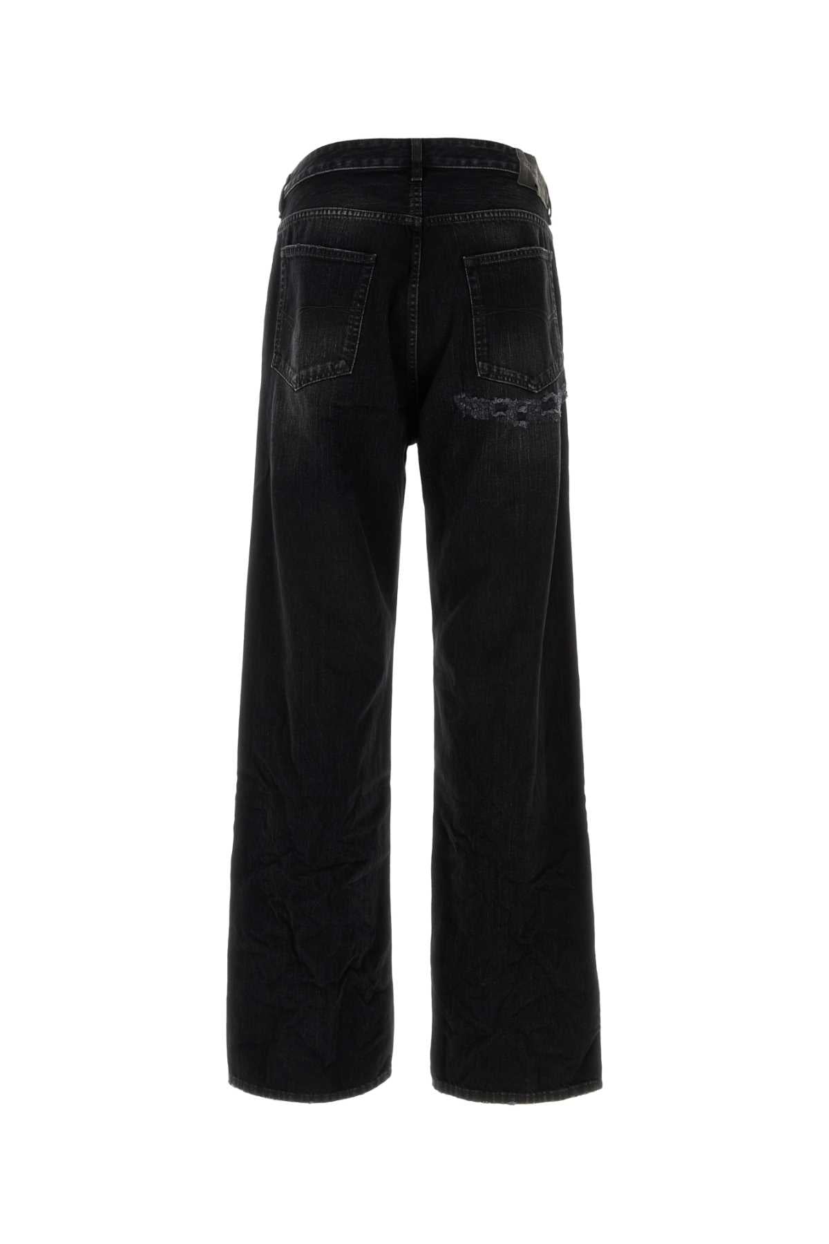 Balenciaga Men Black Denim Wide-Leg Jeans
