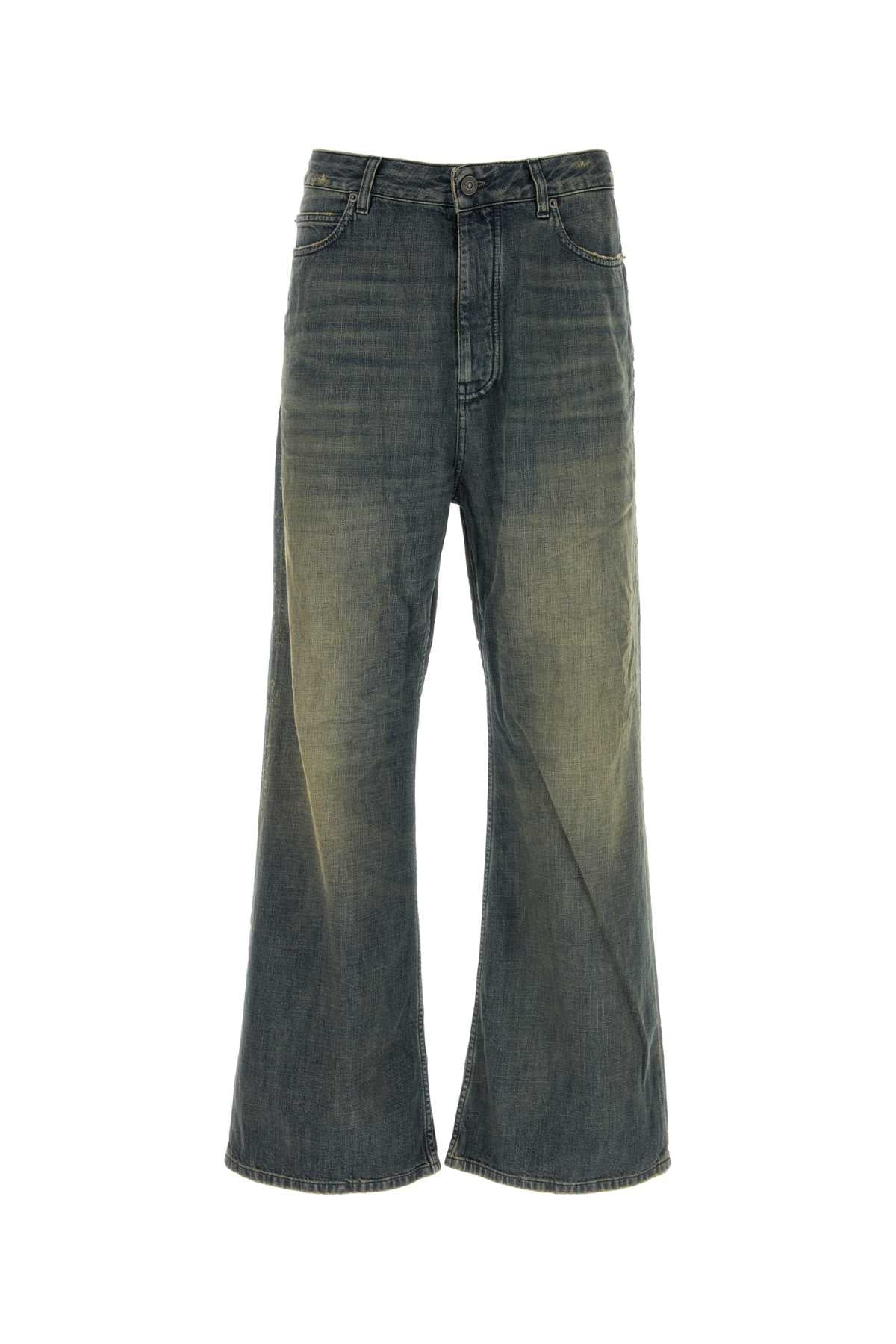 Balenciaga Men Denim Wide-Leg Jeans