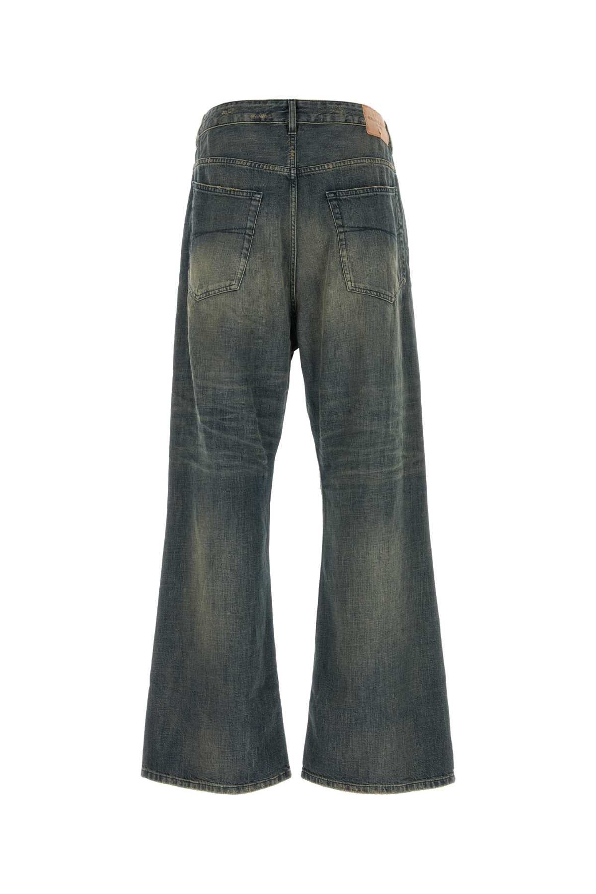 Balenciaga Men Denim Wide-Leg Jeans