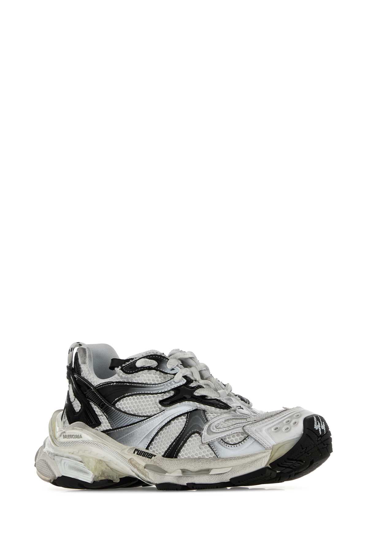Balenciaga Men White Mesh Runner 2 Sneakers