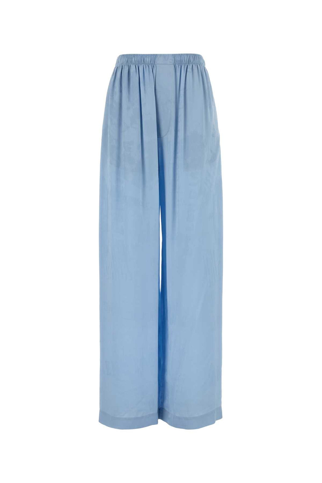 Balenciaga Women Light Blue Silk Wide-Leg Pant