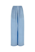 Balenciaga Women Light Blue Silk Wide-Leg Pant