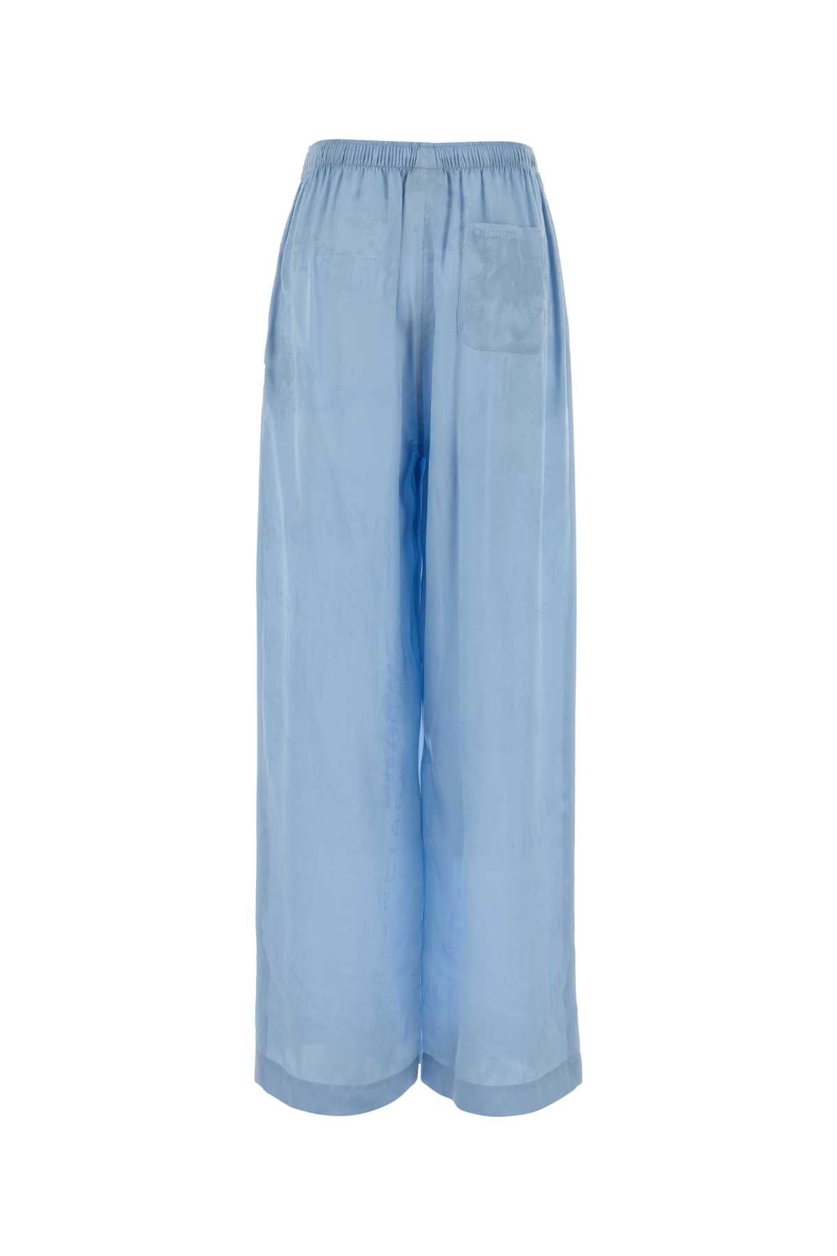 Balenciaga Women Light Blue Silk Wide-Leg Pant