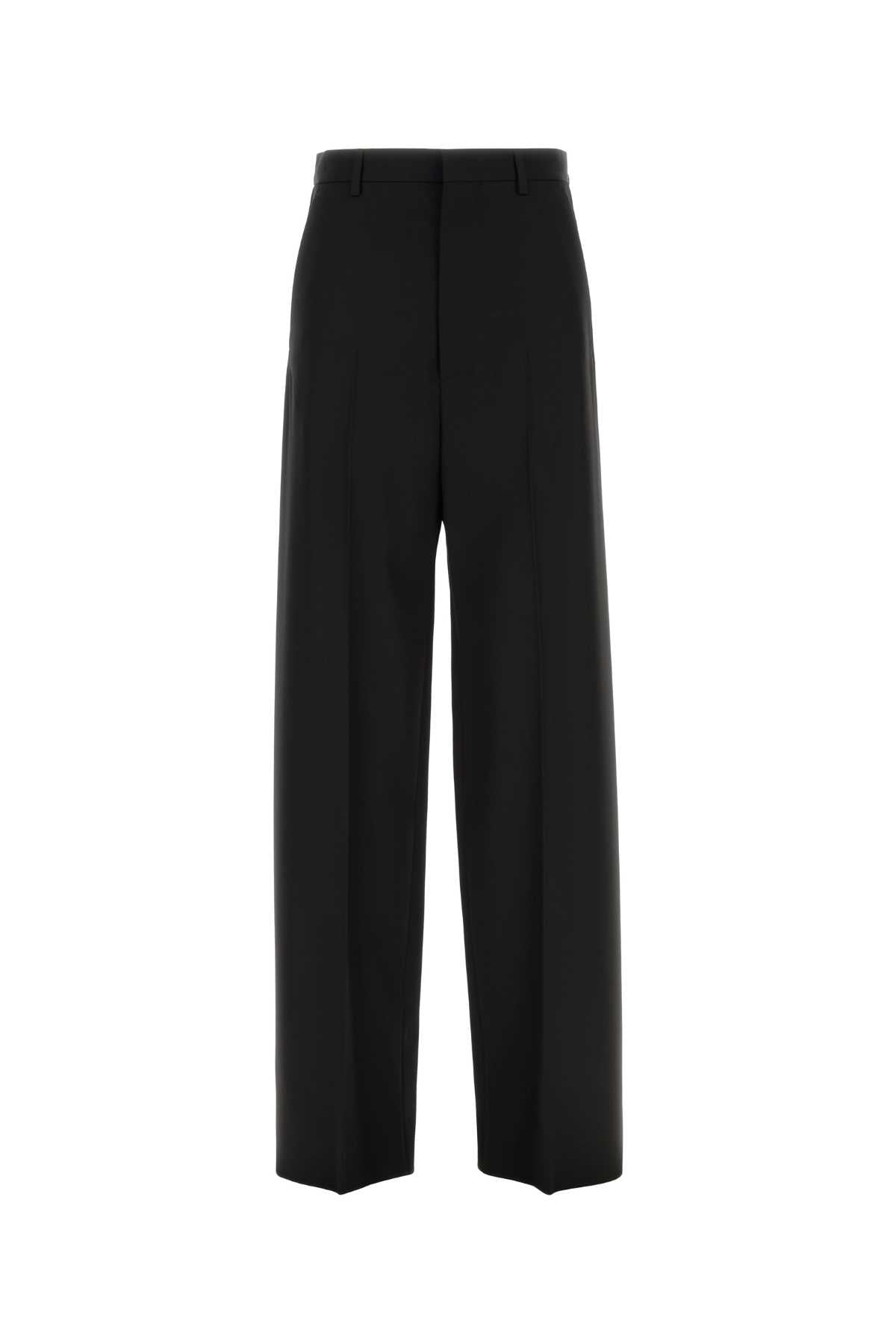 Balenciaga Women Black Wool Wide-Leg Pant