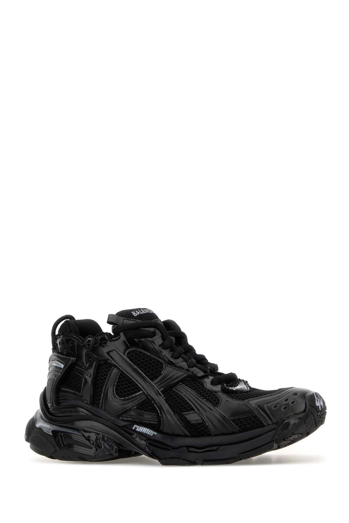 Balenciaga Men Black Mesh And Rubber Runner Led Sneakers