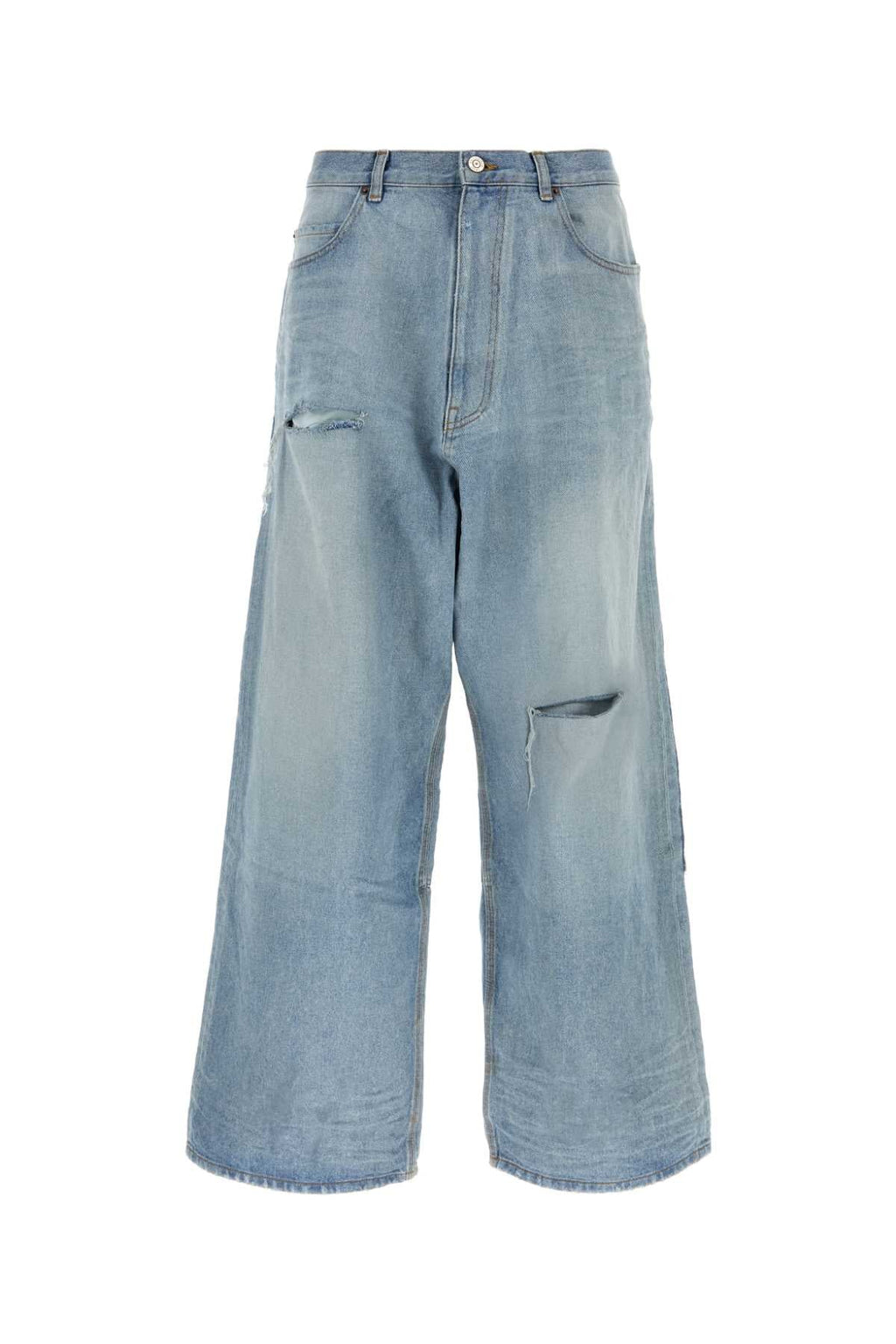 Balenciaga Men Denim Wide-Leg Jeans