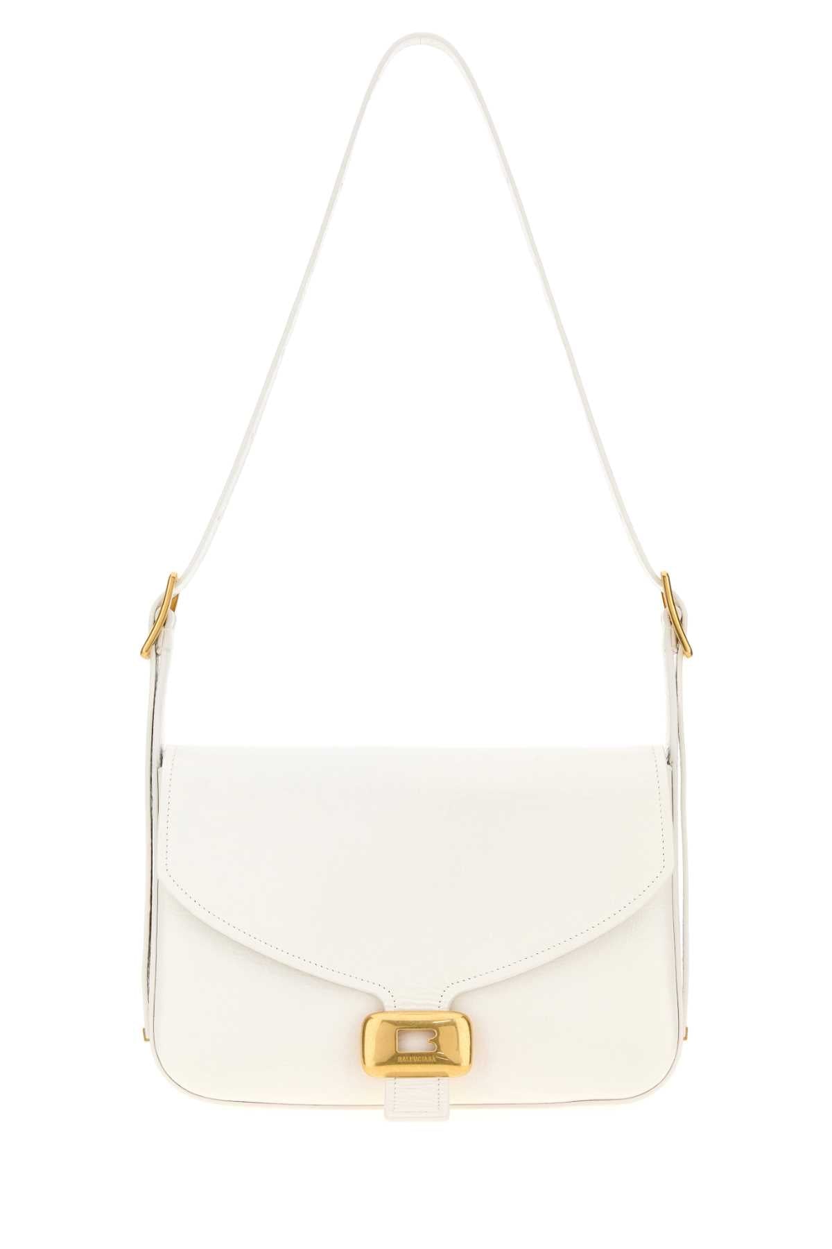 Balenciaga Women White Leather Medium Clicca Shoulder Bag