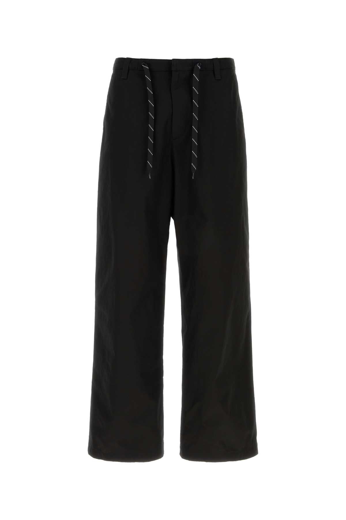 Balenciaga Men Black Cotton Wide-Leg Pant