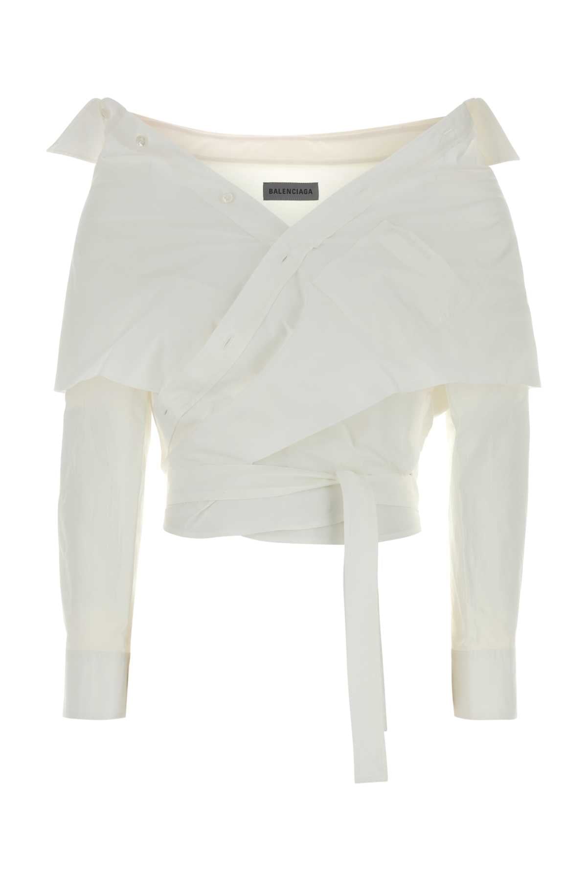 Balenciaga Women White Poplin Shirt