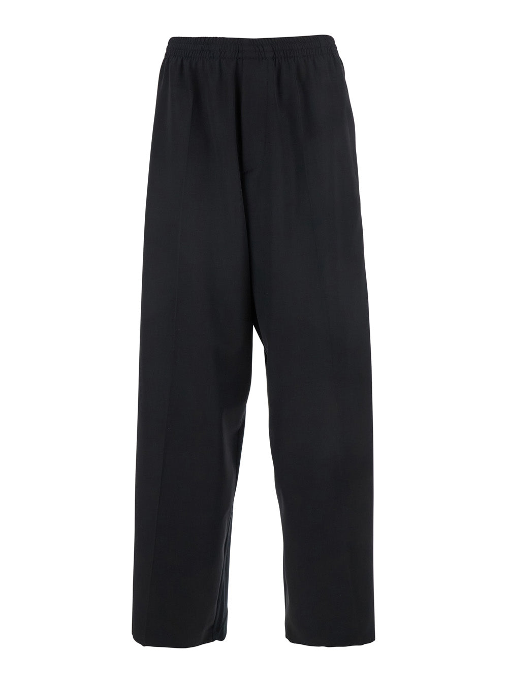 Balenciaga Men Black Pants With Elastic Waist In Wool Man