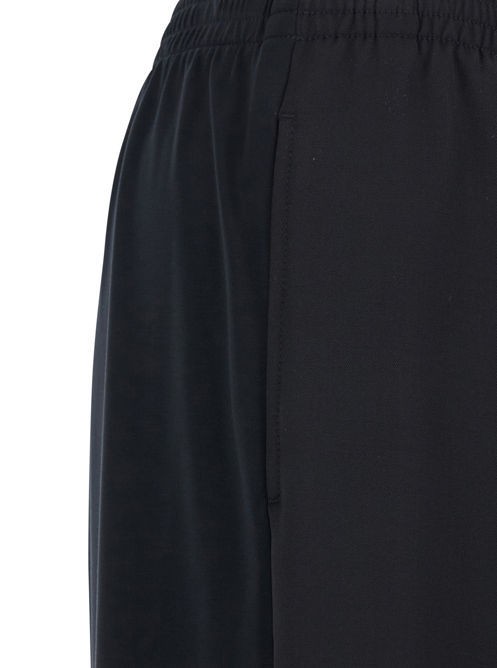 Balenciaga Men Black Pants With Elastic Waist In Wool Man