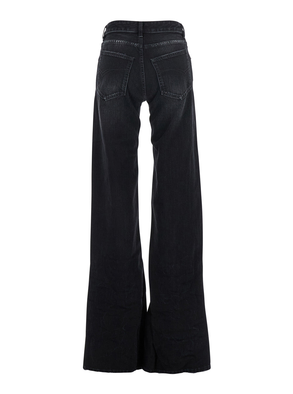 Balenciaga Women Black Jeans With Faded Effect And Wide Legi N Denim Woman