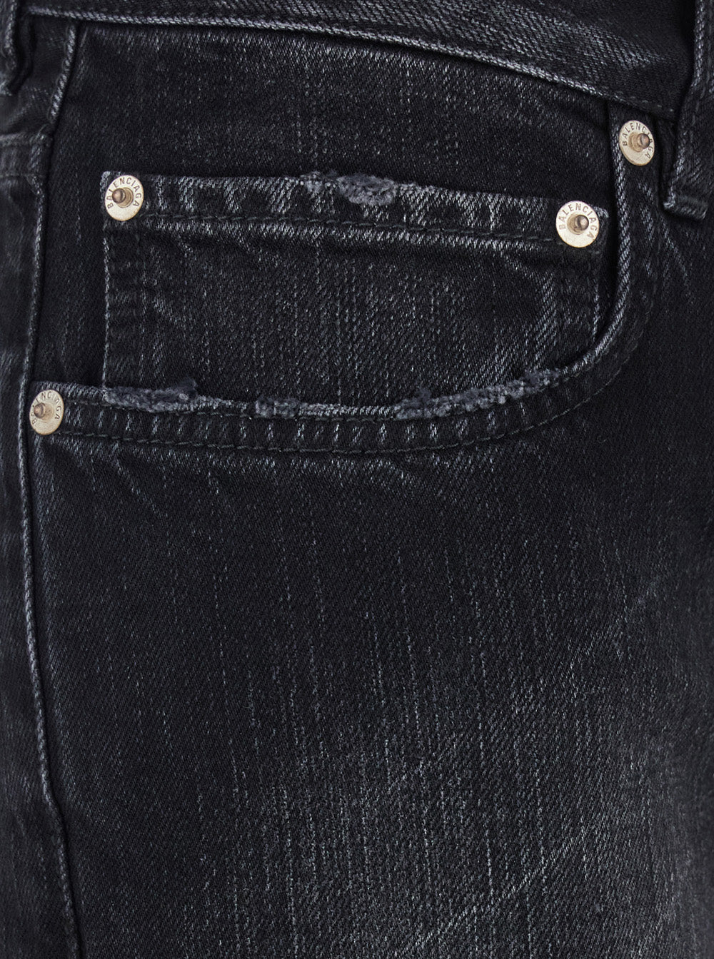 Balenciaga Women Black Jeans With Faded Effect And Wide Legi N Denim Woman