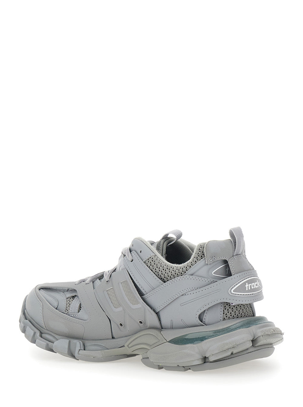 Balenciaga Men 'Track' Grey Low Top Sneakers With Logo Lettering On The Tongue In Tech Fabric Man
