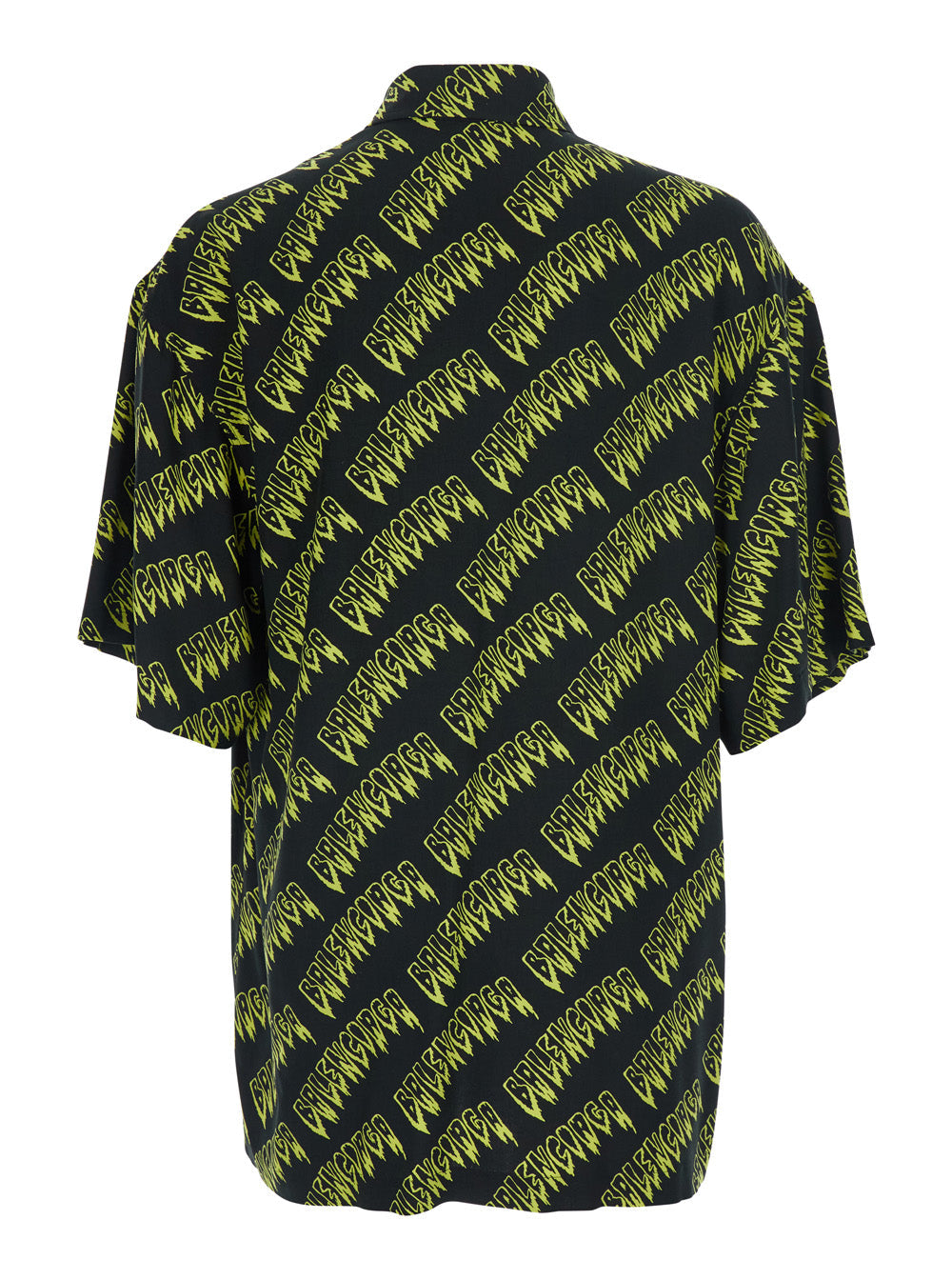 Balenciaga Men 'Creeper' Multicolor Shirt With Classic Collar And All-Over Logo Motif In Viscose For Men