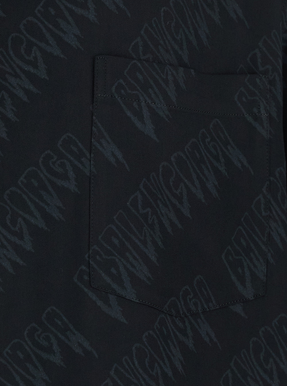 Balenciaga Men Black Shirt 'Creeper' With Classic Collar And All-Over Logo Motif In Viscose For Men