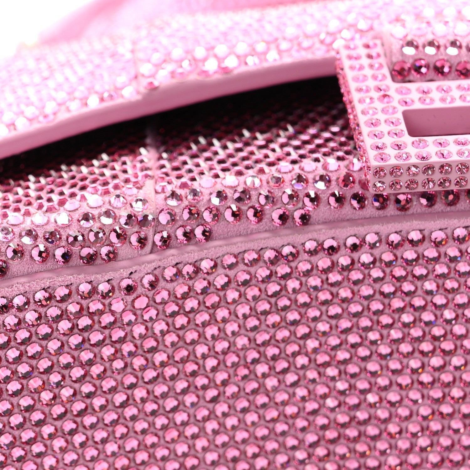 Strass Suede Hourglass Top Handle Bag XS Pink